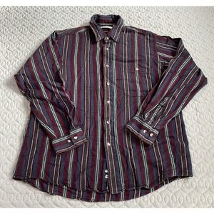 Men’s Vintage The Men’s Store At Sears Flannel  Verticals Stripe Button Shirt L